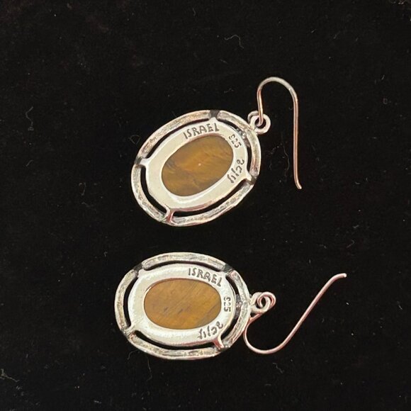 gorgeous Shablool sterling and tiger's eye earrings - Picture 4 of 8